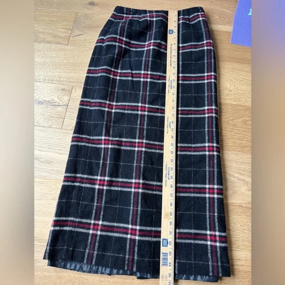 VTG 90’s Talbots wools blend plaid maxi/midi skirt womens 4 - Picture 2 of 5